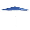 Parasol de jardin avec mât en métal 390 cm bleu azuré 