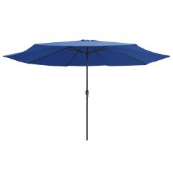 Parasol de jardin avec mât en métal 390 cm bleu azuré 