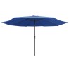 Parasol de jardin avec mât en métal 390 cm bleu azuré 