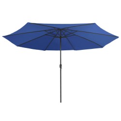 Parasol de jardin avec mât en métal 390 cm bleu azuré 