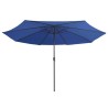 Parasol de jardin avec mât en métal 390 cm bleu azuré 
