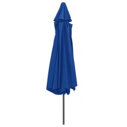 Parasol de jardin avec mât en métal 390 cm bleu azuré 