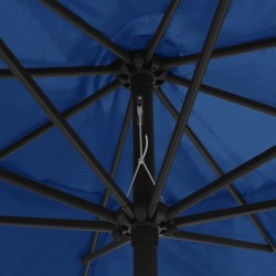 Parasol de jardin avec mât en métal 390 cm bleu azuré 
