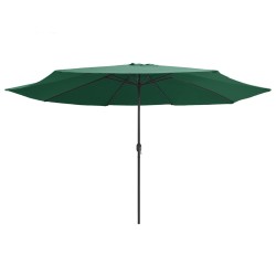 Parasol de jardin avec mât en métal 390 cm vert 