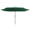 Parasol de jardin avec mât en métal 390 cm vert 