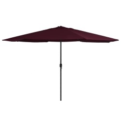 Parasol de jardin avec mât en métal 390 cm rouge bordeaux 
