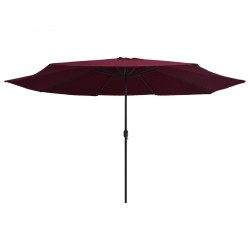 Parasol de jardin avec mât en métal 390 cm rouge bordeaux 