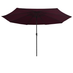 Parasol de jardin avec mât en métal 390 cm rouge bordeaux 