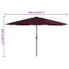 Parasol de jardin avec mât en métal 390 cm rouge bordeaux 