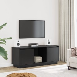 Meuble TV Noir 110,5x35x44 cm Bois de pin massif 