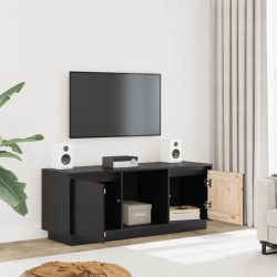 Meuble TV Noir 110,5x35x44 cm Bois de pin massif 