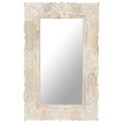 Miroir Blanc 80x50 cm Bois de manguier massif 