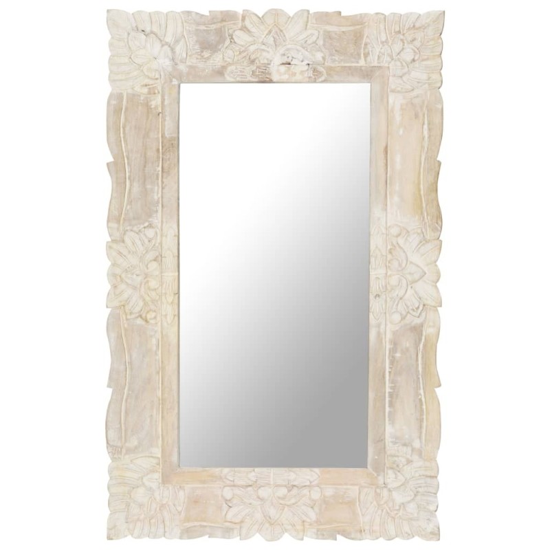 Miroir Blanc 80x50 cm Bois de manguier massif 