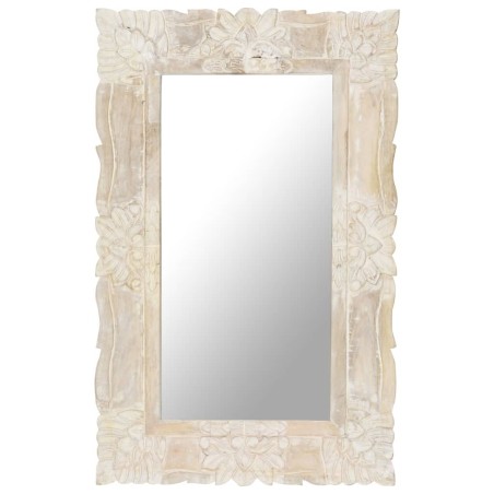 Miroir Blanc 80x50 cm Bois de manguier massif 
