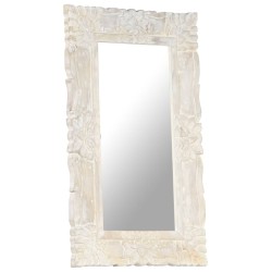 Miroir Blanc 80x50 cm Bois de manguier massif 