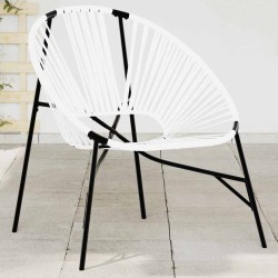 Chaise œuf de jardin noir et blanc résine tressée 