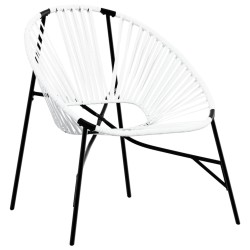 Chaise œuf de jardin noir et blanc résine tressée 
