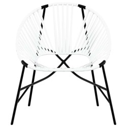 Chaise œuf de jardin noir et blanc résine tressée 