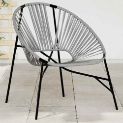 Chaise œuf de jardin noir et gris clair résine tressée 