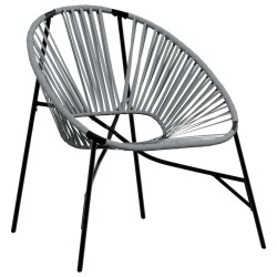 Chaise œuf de jardin noir et gris clair résine tressée 
