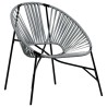Chaise œuf de jardin noir et gris clair résine tressée 