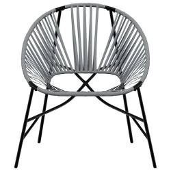 Chaise œuf de jardin noir et gris clair résine tressée 