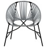 Chaise œuf de jardin noir et gris clair résine tressée 