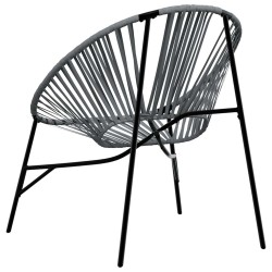Chaise œuf de jardin noir et gris clair résine tressée 
