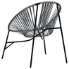 Chaise œuf de jardin noir et gris clair résine tressée 