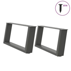 Pieds de table basse en U 2 pièces Anthracite 70 x (30-31) cm Acier 