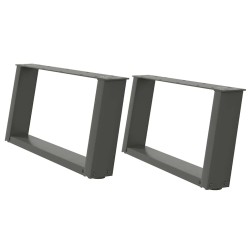 Pieds de table basse en U 2 pièces Anthracite 70 x (30-31) cm Acier 
