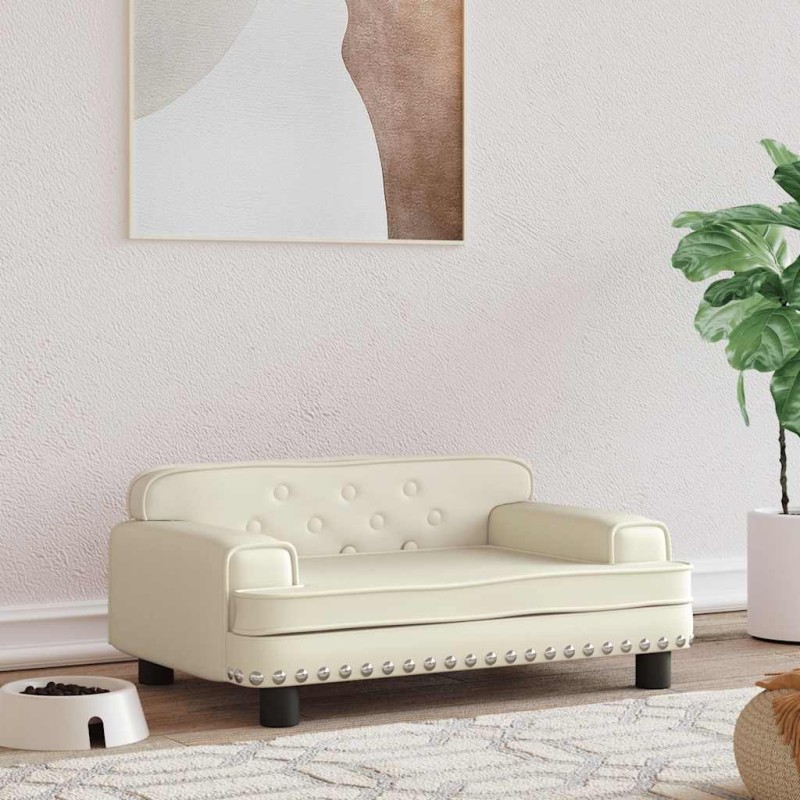 Lit pour chien crème 70x45x30 cm similicuir 