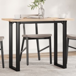 Table à manger cadre en O 100x50x75,5 cm bois pin massif acier 