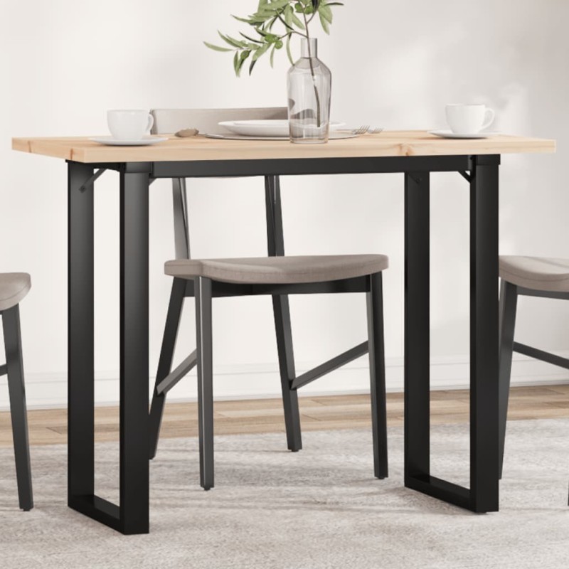 Table à manger cadre en O 100x50x75,5 cm bois pin massif acier Table à manger cadre en O 100x50x75,5 cm bois pin massif acier