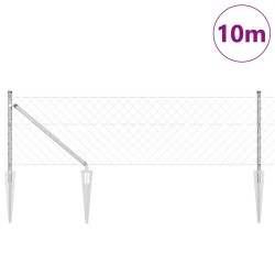 Clôture en chaîne avec 7 poteaux à pointe 0.6x10 m Acier galvanisé 