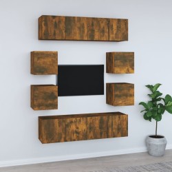 Ensemble de meubles TV 8 pcs Chêne fumé Bois d'ingénierie 