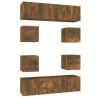 Ensemble de meubles TV 8 pcs Chêne fumé Bois d'ingénierie 