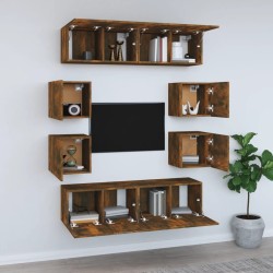 Ensemble de meubles TV 8 pcs Chêne fumé Bois d'ingénierie 