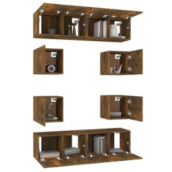 Ensemble de meubles TV 8 pcs Chêne fumé Bois d'ingénierie 
