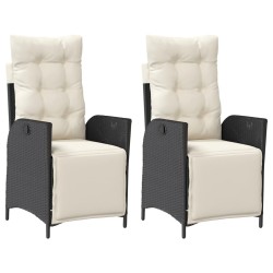 Chaises inclinables de jardin lot de 2 repose-pied noir rotin 