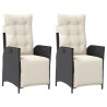 Chaises inclinables de jardin lot de 2 repose-pied noir rotin 