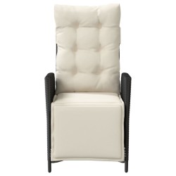 Chaises inclinables de jardin lot de 2 repose-pied noir rotin 