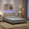 Cadre de lit avec LED sans matelas crème 120x200 cm tissu 
