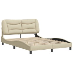 Cadre de lit avec LED sans matelas crème 120x200 cm tissu 