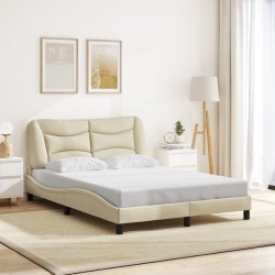 Cadre de lit avec LED sans matelas crème 120x200 cm tissu 
