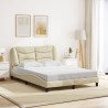Cadre de lit avec LED sans matelas crème 120x200 cm tissu 