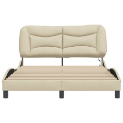 Cadre de lit avec LED sans matelas crème 120x200 cm tissu 