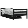 Cadre de lit pour enfant tiroirs noir 80x160 cm bois pin massif 