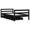 Cadre de lit pour enfant tiroirs noir 80x160 cm bois pin massif 