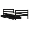 Cadre de lit pour enfant tiroirs noir 80x160 cm bois pin massif 